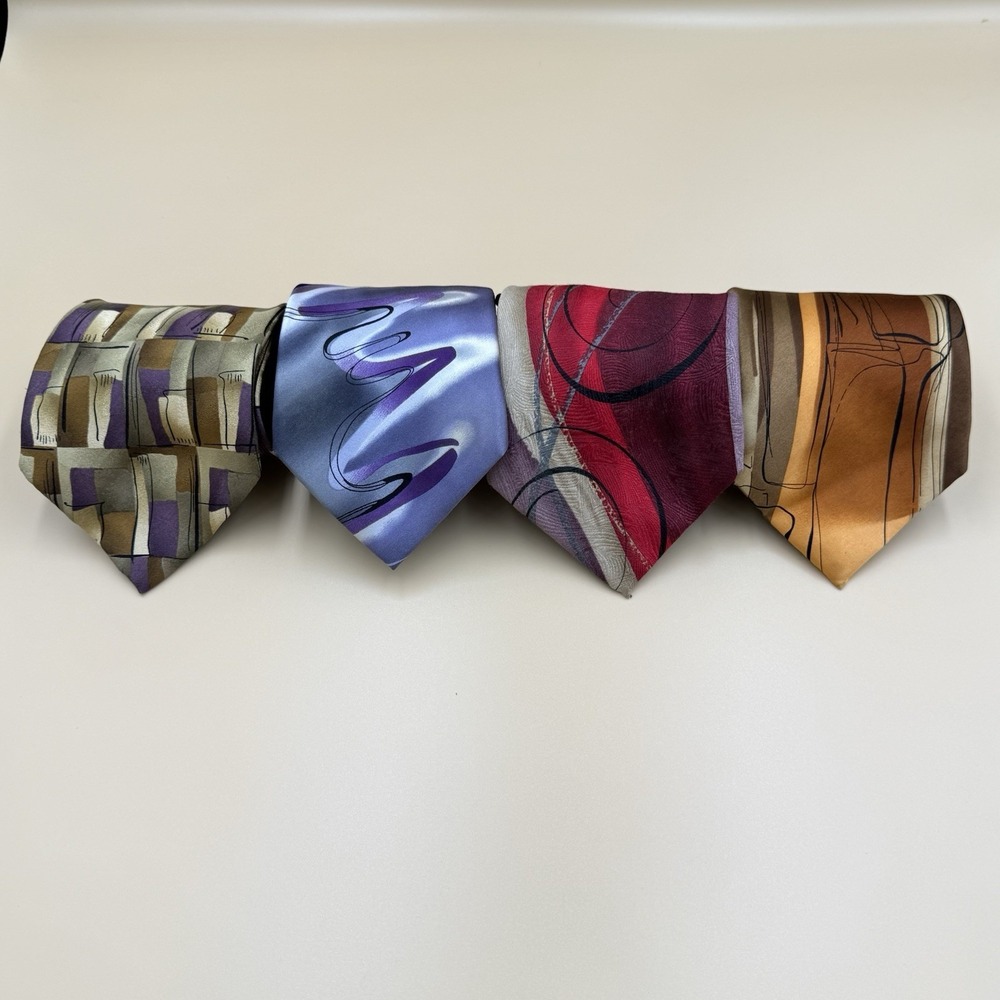 J Jerry Garcia Lot 4 Pc Men's Silk Neckties Multicolor Geometric Ties Career
